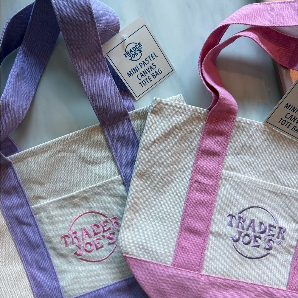 Trader Joe’s Pastel Canvas Tote Bag - Purple and Pink